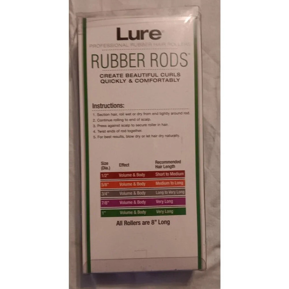 Lure Professional Rubber Rods Hair Rollers Size 1” Very Long-10 Rods Pack - Picture 2 of 2